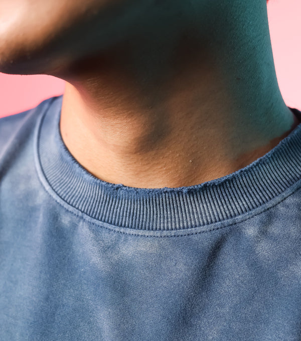 Blue Washed Basic Oversized T-shirt