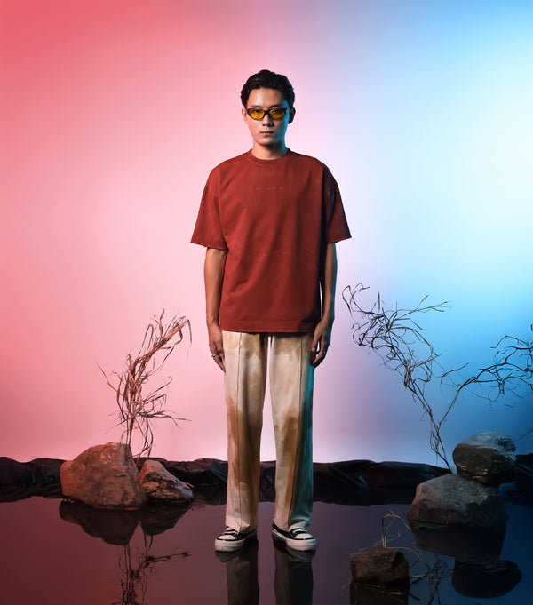 Red Washed Basic Oversized T-shirt