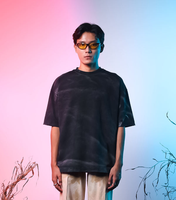 Black Washed Basic Oversized T-shirt
