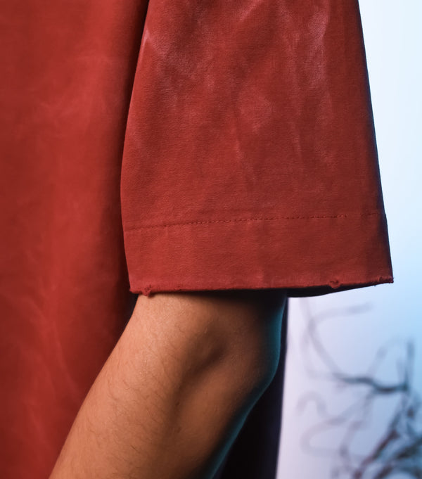 Red Washed Basic Oversized T-shirt