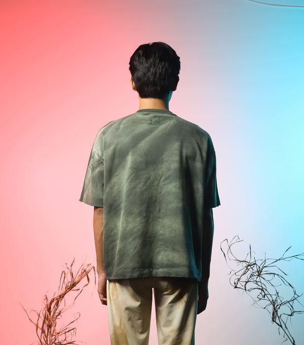 Green Washed Basic Oversized T-shirt
