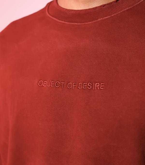 Red Washed Basic Oversized T-shirt