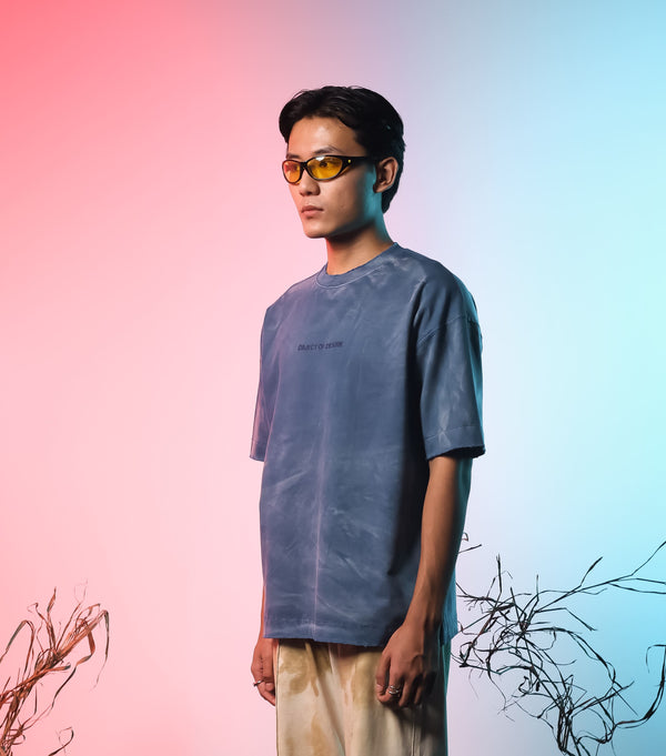 Blue Washed Basic Oversized T-shirt