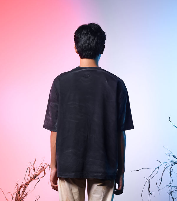 Black Washed Basic Oversized T-shirt