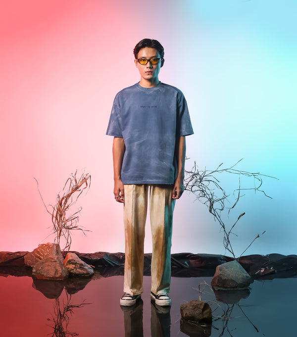 Blue Washed Basic Oversized T-shirt