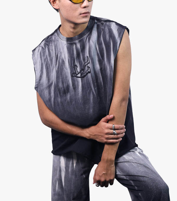 COLD FLAMES WASHED OVERSIZED VEST