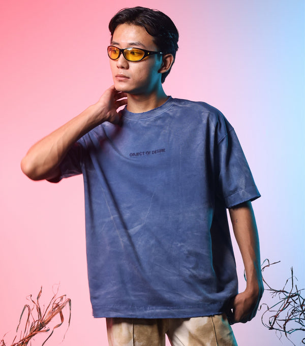 Blue Washed Basic Oversized T-shirt
