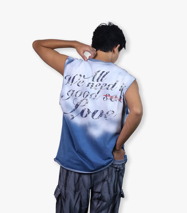 Love Over Sex Washed Oversized Vest