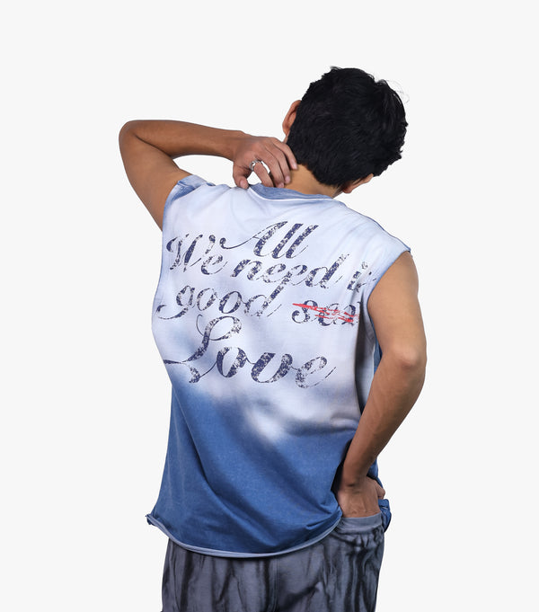 Love Over Sex Washed Oversized Vest