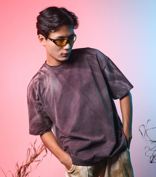 Mauve Washed Basic Oversized T-shirt