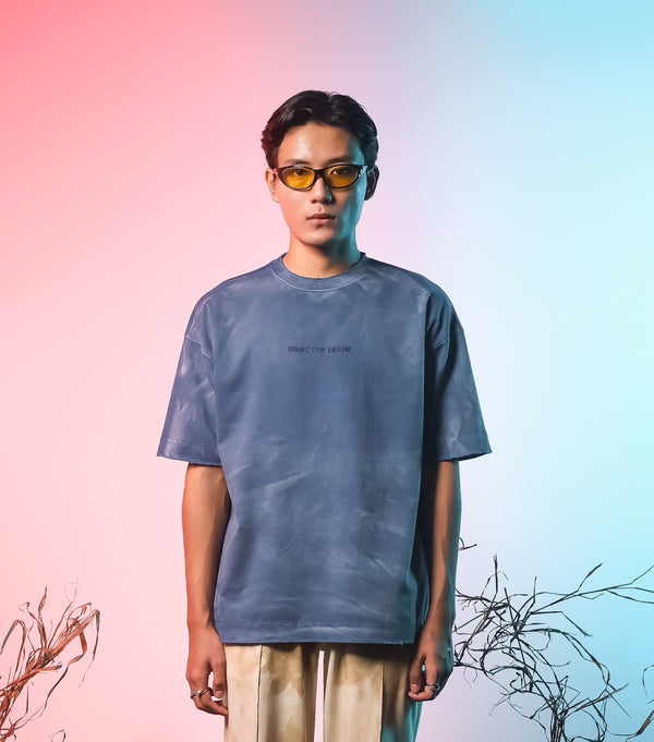 Blue Washed Basic Oversized T-shirt