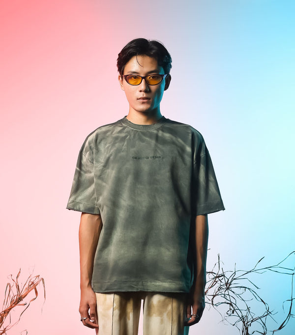 Green Washed Basic Oversized T-shirt